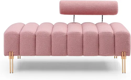 Miniatura 9 de NIOIIKIT Sofá de dos plazas moderno de 53.2", sofá acentuado tapizado con patas doradas y respaldo ajustable, pequeños sofás de felpa Teddy