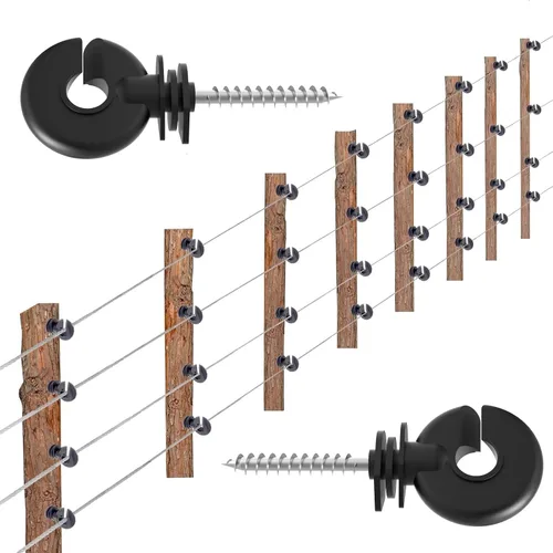 Miniatura 4 de NQN 30 Piezas Aisladores Negros para Cerca Eléctrica, Aislador de Rosca, Poste de Anillo para Cerca, Aislador para Poste de Madera y 1 Pieza