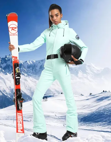Miniatura 106 de GSOU SNOW Traje de esquí para mujer, traje de nieve delgado de una pieza, chaqueta de nieve, impermeable, resistente al viento, deportes al aire