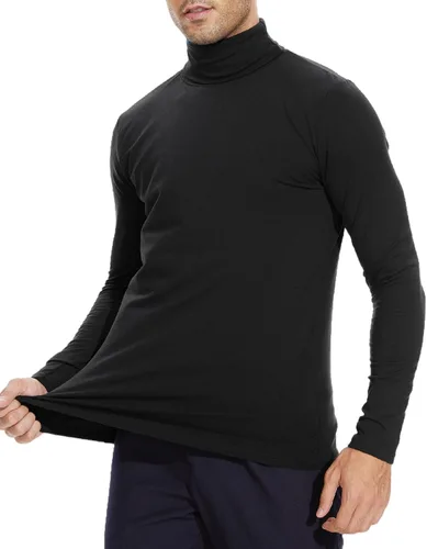 Miniatura 3 de Camisetas de manga larga para hombre, cuello alto, ajustadas, ligeras, básicas, clásicas, sin botones
