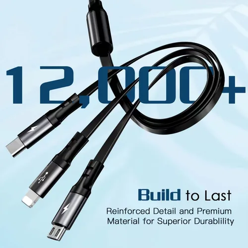 Miniatura 8 de Cable de carga múltiple en espiral 3A, paquete de 2 cables Lightning retráctiles, cable de carga múltiple de 4 pies para automóvil, cargador
