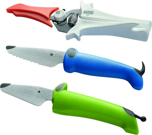Miniatura 10 de Kuhn Rikon Kinderkitchen Juego de cuchillos de chef para niños de 6 pulgadas, 2 piezas, verde/azul, borde recto y cuchillo dentado, herramienta
