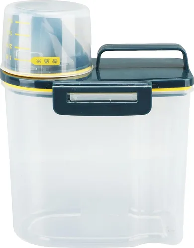 Recipiente de almacenamiento de arroz, dispensador de arroz de plástico con taza medidora, dispensador hermético de granos con escala Claer, 3.3 lbs