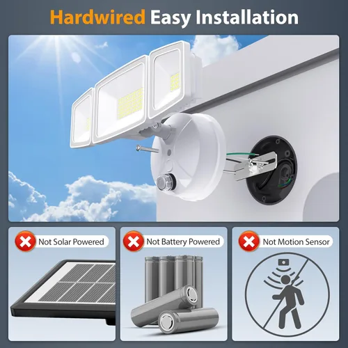 Miniatura 2 de Onforu 70W Luz de inundación LED del atardecer al amanecer, 7000LM Iluminación exterior de seguridad blanca, Luminaria IP65 impermeable al aire