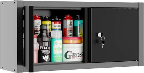 JZD Armario de pared de metal con dos puertas con cerradura, baúl de pared de acero para cocina, almacén, hogar, oficina, garaje