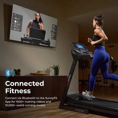 Miniatura 3 de Sunny Health & Fitness Treadmill with Auto Incline, Shock Absorption, Pulse Sensors & Bluetooth — Optional SunnyFit App Compatibility