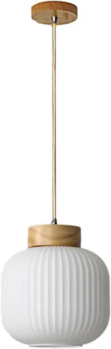 Miniatura 9 de Lámpara colgante cilíndrica de vidrio blanco leche de 7.4 pulgadas, bola de vidrio esmerilado con acabado de latón, iluminación colgante de granja