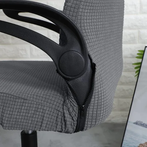 Miniatura 6 de FORCHEER Juego de fundas ergonómicas para sillas de oficina con funda para reposacabezas, repelente al agua para silla ejecutiva de oficina Gris