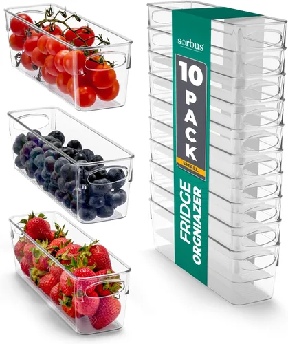 Miniatura 12 de Sorbus Juego de 10 Contenedores de Plástico Transparente Medianos – Contenedores Transparentes para Organizar, Organizadores de Refrigerador