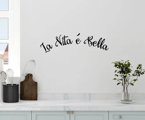 24"x6" la vita e Bella la vida es bella Cita de cocina Home House Italiano Frase diciendo calcomanía de Pared Arte Mural Home Decor