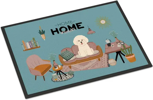 Caroline's Treasures CK7920MAT Bichon Frise Sweet Home Felpudo de 18 x 27 pulgadas, tapete para puerta delantera, para interiores y exteriores, para