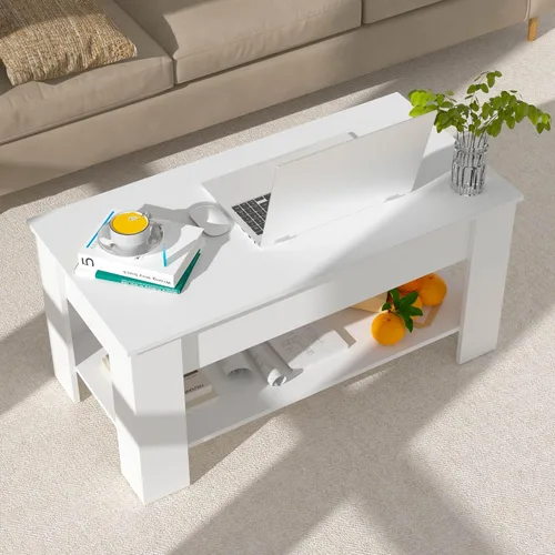 Miniatura 11 de Mesa auxiliar de madera rústica con almacenamiento, mesa consola con escritorio oculto para sala de estar Marrón