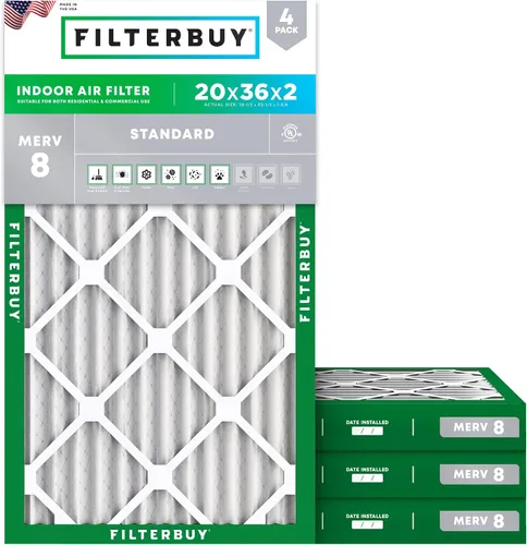 Miniatura 94 de Filterbuy - Filtro de aire de 20x20x1 MERV 8, Defensa Esencial contra el Polvo y las Alergias (paquete de 4), Filtros plisados electrostáticos