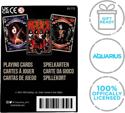 Miniatura 7 de AQUARIUS KISS - Naipes de tamaño estándar, baraja temática con 52 diseños únicos de bandas de rock, regalo de mercancía coleccionable