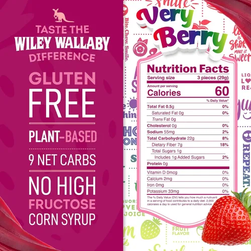 Miniatura 2 de Wiley Wallaby Dulces de regaliz gourmet de 5.5 onzas de sabor australiano suave y masticable, sin gluten, sabor australiano (5.5 onzas