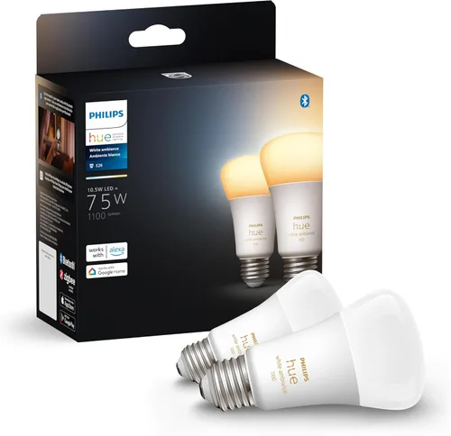 Philips Hue - Focos LED inteligentes A19 - Focos de 75w sin parpadeo - Control con la aplicación Hue - Compatible con Alexa, Asistente de Google y