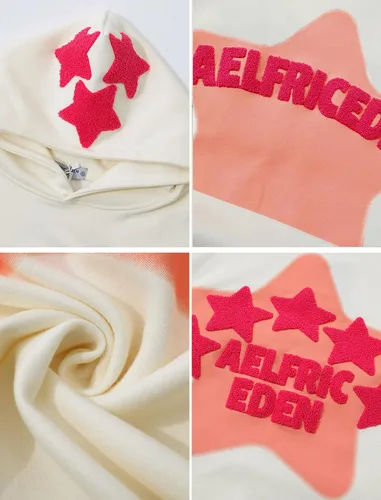 Miniatura 5 de Aelfric Eden - Sudaderas con capucha para mujer, con estampado de estrellas rosadas, unisex, de gran tamaño, manga larga, con bolsillo