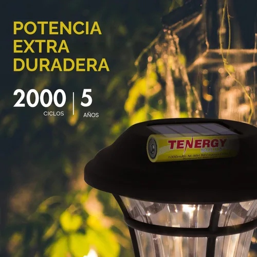 Miniatura 4 de Tenergy Solla - Batería recargable NiMH AA, 1000 mAh, baterías solares para luces de jardín solares, anti-fuga, durabilidad al aire libre, más de 5