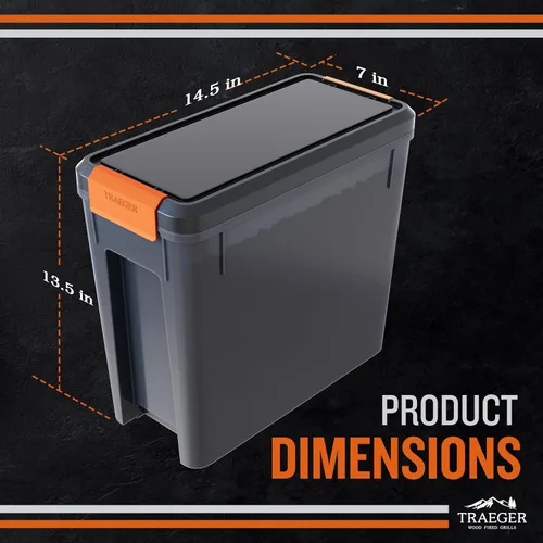 Miniatura 2 de Traeger Grills BAC637 Envase de almacenamiento de pellets Stay Dry con tapa de cierre, contenedor de pellets de madera con capacidad de 22lb