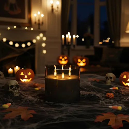 Miniatura 2 de Homemory Vela sin llama extra grande de 6 x 6 pulgadas con 3 mechas, vela LED de cristal, vela de cera real a pilas con control remoto y 3 mecha gris