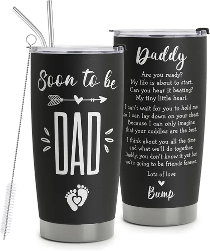 Miniatura 9 de Best Dad Ever Gifts – Dad Jokes - Regalo del día del padre de hija e hijo, vaso de acero inoxidable con tapa y pajitas, 20 onzas