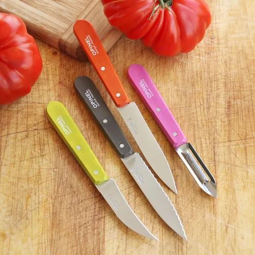 Miniatura 3 de OPINEL Les Essentials - Juego de cuchillos de cocina pequeños de 4 piezas - Pelar, dentado, pelador, cuchillo de verduras, acero de alto carbono 50S