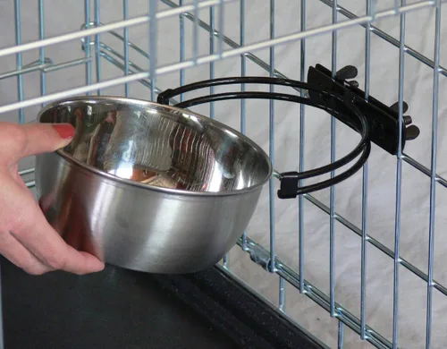 Miniatura 2 de MidWest Homes for Pets Snap'y Fit - Tazón de acero inoxidable para alimentos o agua, capacidad para 10 onzas, se monta en jaulas de alambre, diseño
