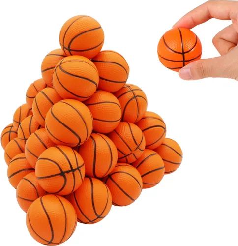 Miniatura 9 de 20 pelotas de espuma de 1.6 pulgadas para el estrés, pequeñas mini pelotas deportivas para apretar, regalos de fiesta de baloncesto para niños