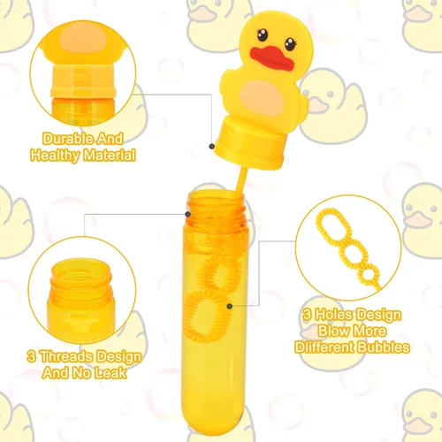 Miniatura 6 de Burbujas para niños, juguete de goma para fiestas, 24 varitas de burbujas para exteriores, regalo de fiesta de cumpleaños, juguete de baño, pato