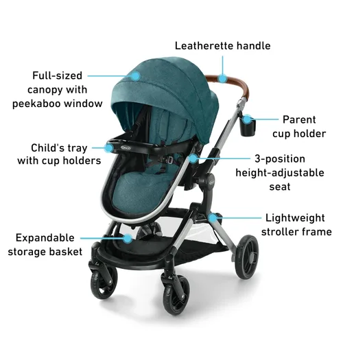 Miniatura 7 de Graco Modes Nes Sistema de viaje, combo modular de asiento de auto y carriola 3 en 1, portabebés de asiento de auto ajustable Slide2Me, moisés
