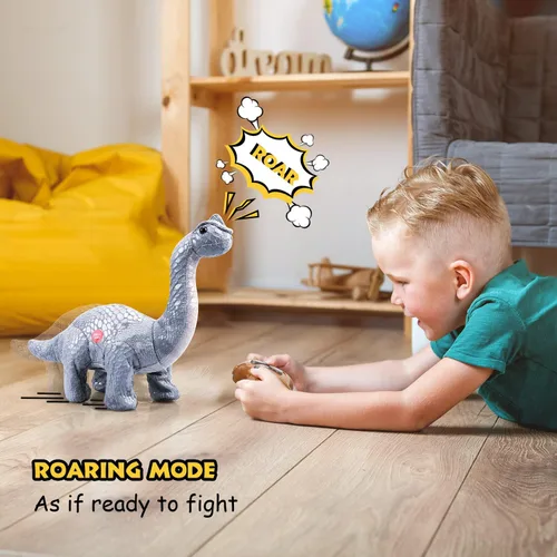 Miniatura 3 de TOY Life Dinosaurios a control remoto – Electrónico para caminar, brontosaurio de peluche y animal de peluche, dinosaurio RC regalo para niños de 3