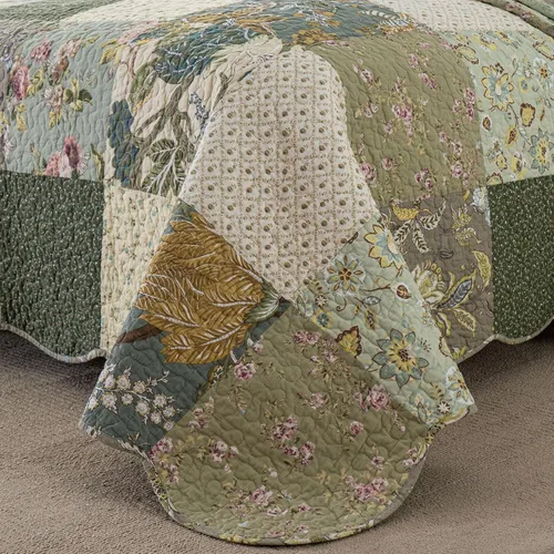 Miniatura 3 de YAYIDAY - Edredón tamaño Queen, juego de colcha con patrón de retazos - 100% algodón reversible y transpirable con estampado floral acolchado