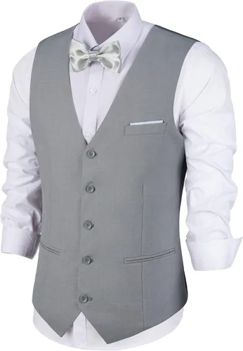 Miniatura 6 de Chaleco de traje para hombre, chaleco de esmoquin para boda, chaleco formal con cuello en V
