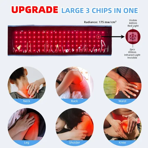 Miniatura 4 de Terapia de luz roja, terapia de luz infrarroja para cuerpo, cintura, espalda, hombro, pierna, alivio muscular, rodilla, 3 chips en 1, 660 nm, 850