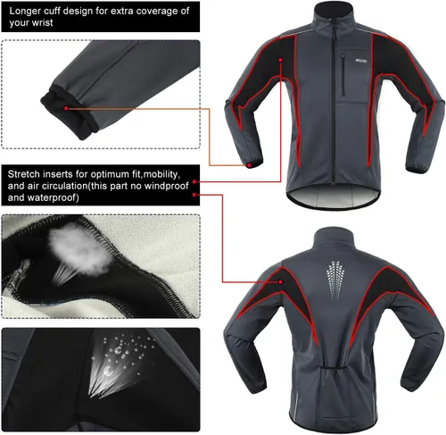 Miniatura 32 de Chaqueta térmica para ciclismo (tejido Softshell, resistente al viento, impermeable, 15K) de ARSUXEO