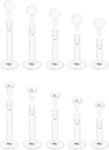Aretes transparentes con parte trasera plana de 18 G y 16 G para deportes de nariz, plástico de silicona, retenedores de cartílago para tragus,