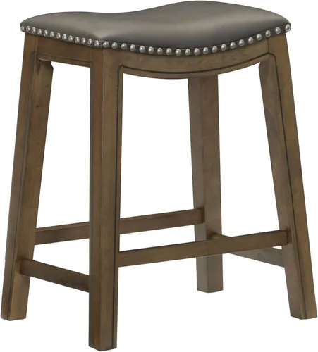 Miniatura 14 de Homelegance Ordway Taburete de Altura de Mostrador de Madera Maciza - Taburete de Cocina Saddle, Taburetes de Altura de Mostrador para Comedor, Negro