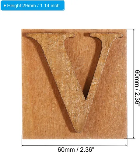 Miniatura 2 de PATIKIL Sellos de letras de goma de madera, juego de sellos de letras del alfabeto vintage, sello de madera para hacer tarjetas, manualidades