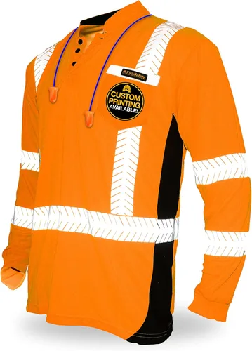 KwikSafety - Charlotte, NC - Camisas de seguridad de manga larga premium [cuello redondo, botón y cuello con cremallera] Clase 3 ANSI probado OSHA