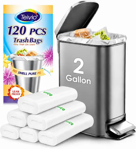 Miniatura 24 de Bolsas de basura fuertes de 1.2 galones, 220 unidades, bolsas de basura para baño, bolsas de plástico pequeñas para la oficina en casa, cocina, se