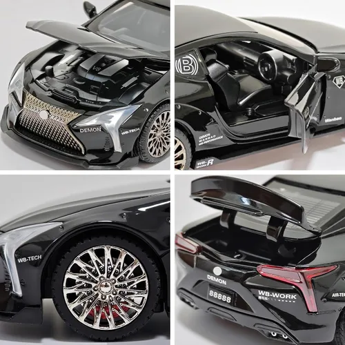 Miniatura 5 de Coche deportivo de juguete 1:32 fundido a troquel con luz y sonido, de metal fundido a presión, modelo de autos coleccionables para niños de 3 años