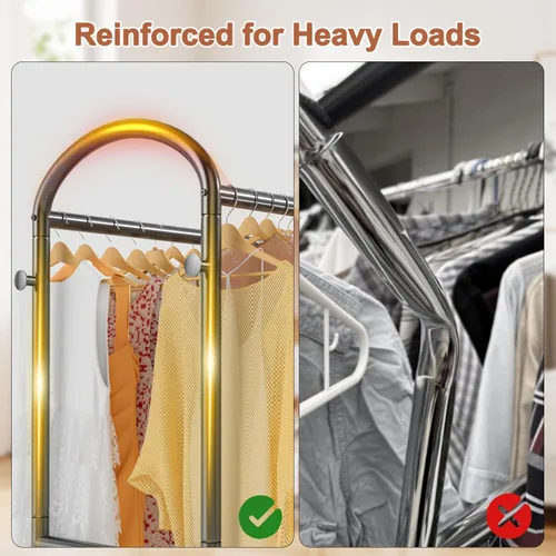 Miniatura 3 de EAGMAK Percheros de ropa resistentes para colgar ropa, 720 libras, perchero con ruedas con cerradura, organizador de armario de metal para Negro