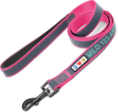 Miniatura 25 de Pawtitas correa para mascotas/cachorro de ft reflectante de perro con collar y arnés de juego que se venden por separado., Rosado (Pink Camo)