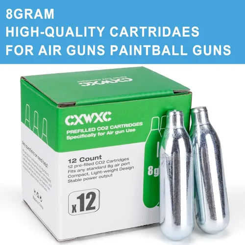 Miniatura 6 de Cartuchos de CO2 de 8 gramos / 12 gramos / 88 gramos para Paintball - Cartuchos de CO2 para Airsoft, Pistola de Aire, Pistola de Pimienta P2P HDP 50