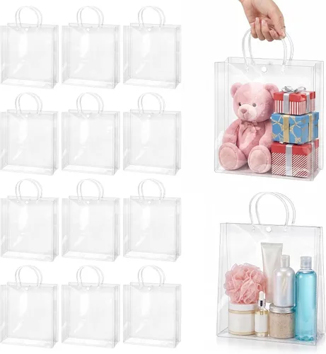 Miniatura 11 de BadenBach - 24 bolsas pequeñas de regalo transparentes con asas, 5.1 x 5.9 x 2.8 pulgadas, mini bolsa de plástico transparente para fiesta, bolsa