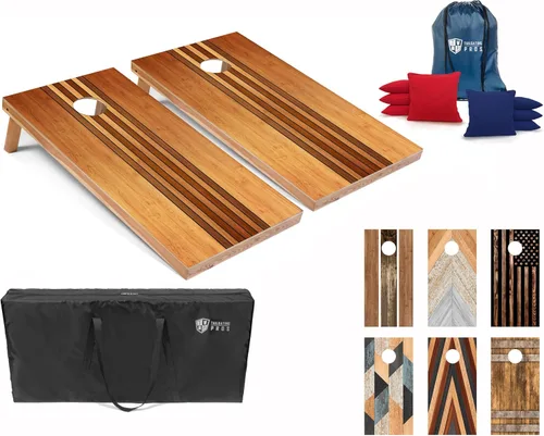 Tailgating Pros Tablas de Cornhole de 4 x 2 pies, tamaño reglamentario oficial, juego de cornhole de diseño de madera con 8 bolsas de frijol, funda