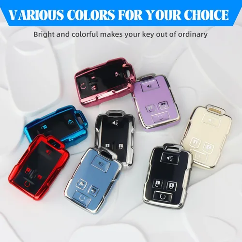 Miniatura 6 de QBUC Funda para llavero Chevy con llavero de TPU suave, compatible con Chevy Colorado, Silverado, Suburban Tahoe, GMC Sierra Yukon Canyon (A: negro)