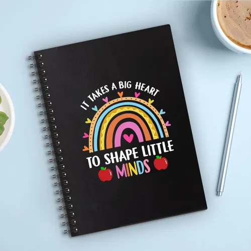 Miniatura 4 de It Takes A Big Heart - Cuadernos en espiral de tapa dura de 160 páginas de 6 x 8 pulgadas para escribir y dibujar, divertido diario negro arcoíris