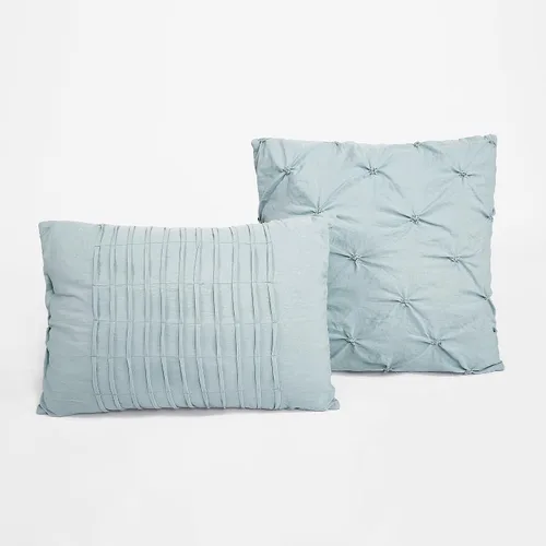 Miniatura 5 de Lush Decor Ravello Pintuck Juego de Edredón – Juego de ropa de cama texturizada de lujo de 5 piezas – Decoración tradicional de dormitorio inspirada