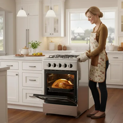 Miniatura 4 de Cocina de gas independiente de 20 pulgadas, estufa de gas de 4 quemadores con horno de 65 L, cuerpo de acero inoxidable 201, puerta de vidrio